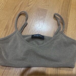 White Fox Boutique brown tan Ribbed Crop Top large